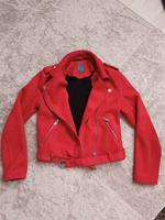 Biker Lederjacke Wildlederjacke Kunstlederjacke Rot Gr.34 Nordrhein-Westfalen - Gütersloh Vorschau
