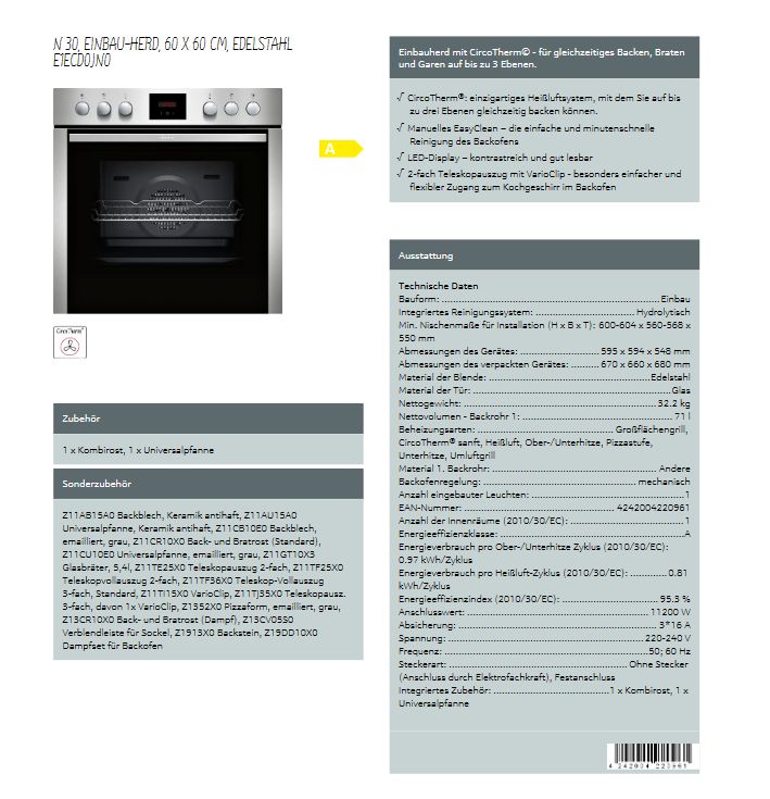 NEU Neff XED 442A *A*Herdset E1ECD0JN0 + M13R42N2 in Artern/Unstrut