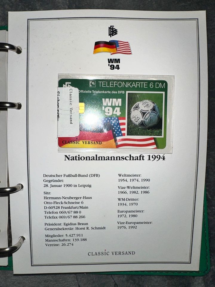 WM'94 | EM | Deutschland | Telefonkarten-Collection | DFB in Mettmann