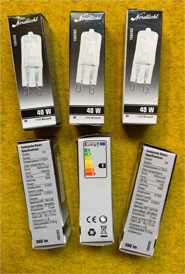 6x LED Sockel, 40 W, 2700 K warmweiß, Sockel G9, Neu in Limeshain