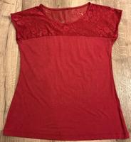 T-Shirt, rot, mit Spitzeneinsatz, Gr. M Bayern - Gangkofen Vorschau