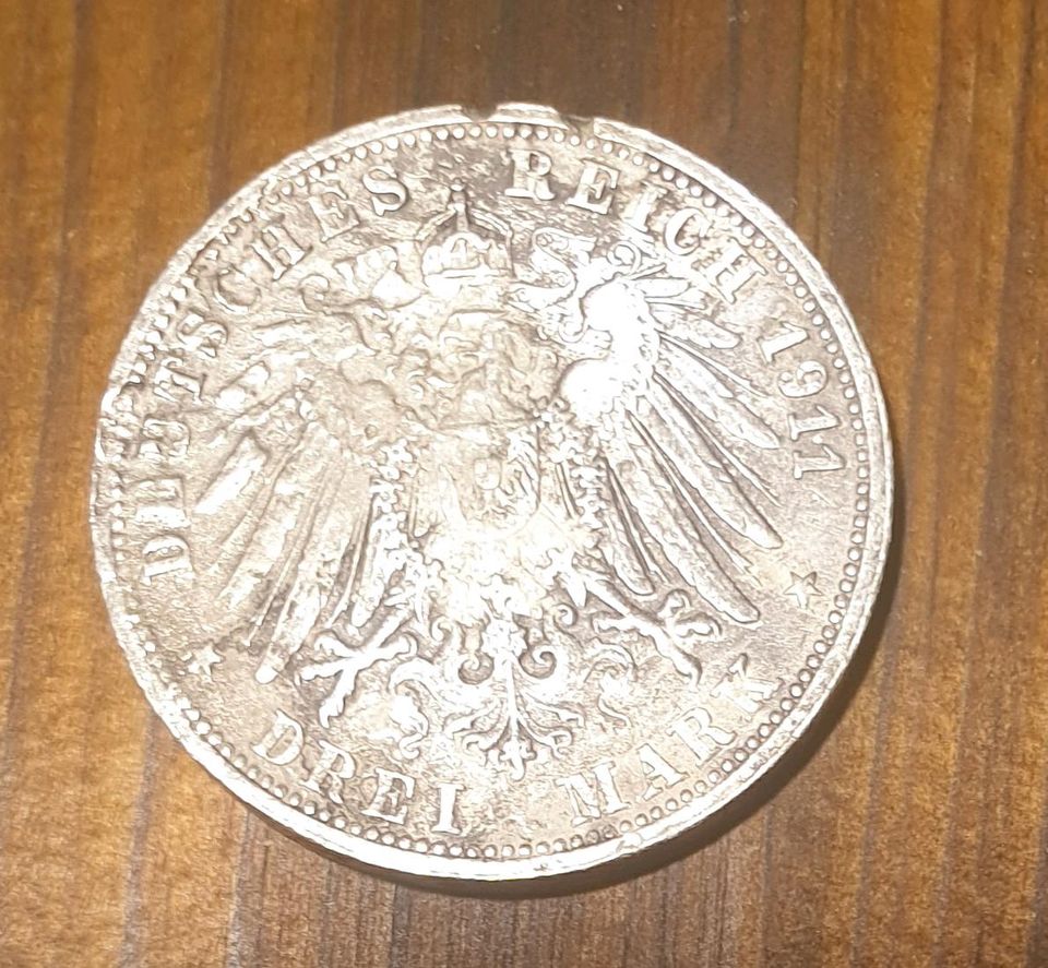 3 Mark Deutsches Reich 1911 Württemberg in Großkarolinenfeld