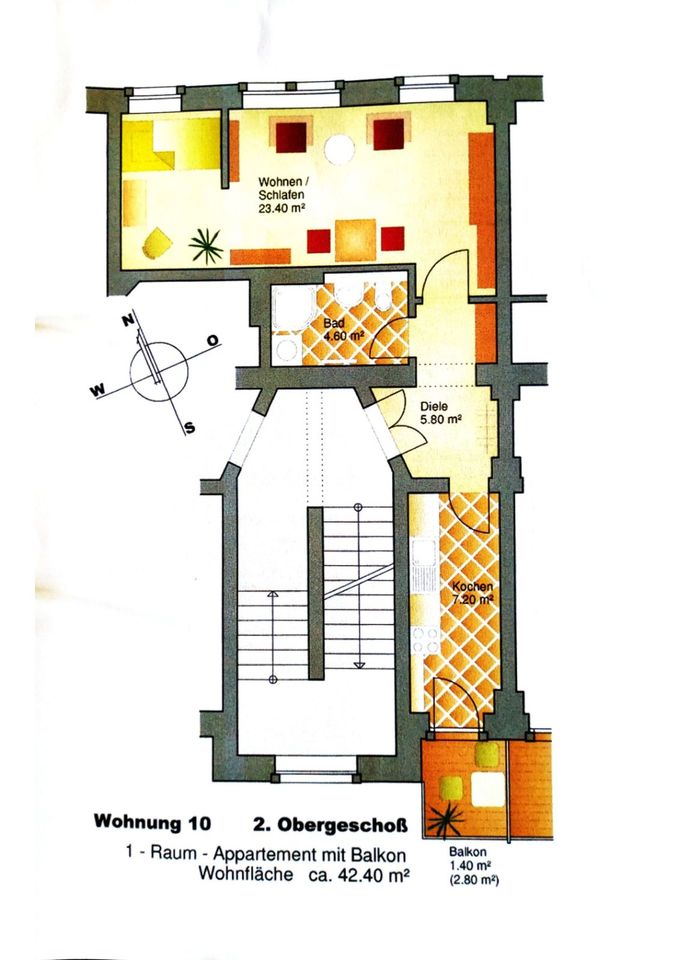 2023-313 Schönes 1,5-Raum-Apartment mit Balkon im denkmalgeschützten Wohnhaus im Dresdner Stadtteil Pieschen zu verkaufen in Dresden