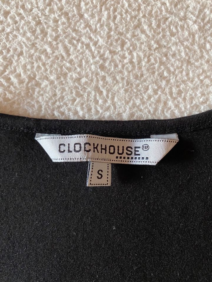 Shirt Top Tanktop schwarz mit Paletten Gr.S Clockhouse in Langgöns