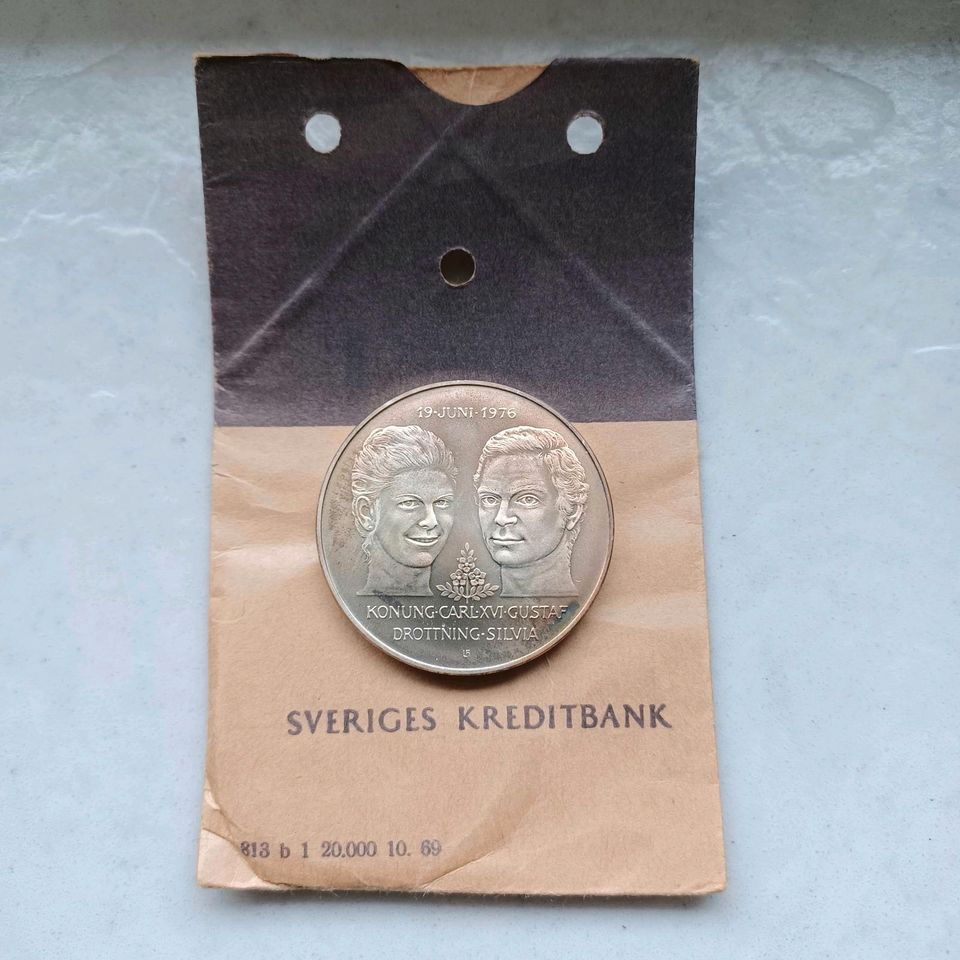 50  Kronor Silber Schweden mit Verpackung 1976 in Hasselroth