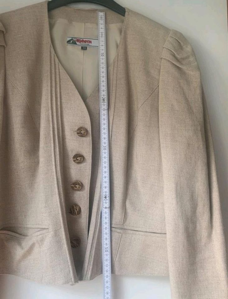 Tracht-Jacke Gr.38 Beige 70% Leinen,30% Viskose gebraucht in Fellbach