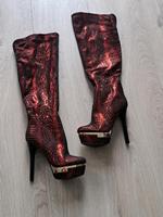 High Heel Overknee Stiefel Stretch mega sexy 38 metallic Rarität Bayern - Weidenbach Vorschau