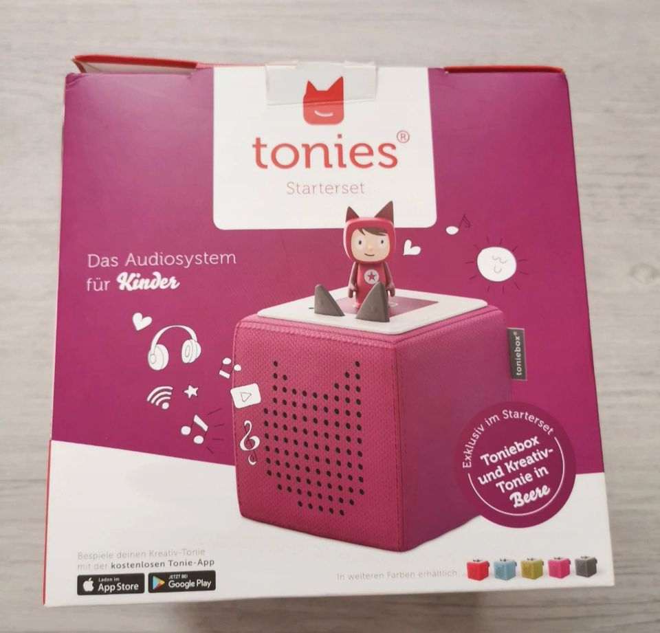 Toniebox Beere mit Kreativ Tonie Anleitung Ladekabel in Giesen