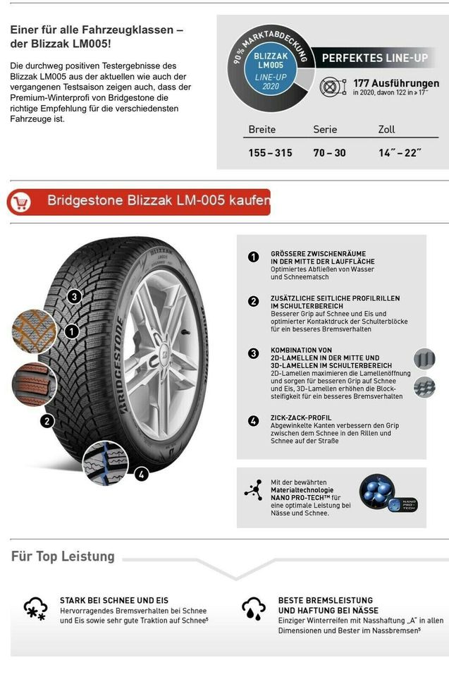 Winterreifen Bridgestone LM005 225 55 R17 101V 97H Montage 80€ in Haiger