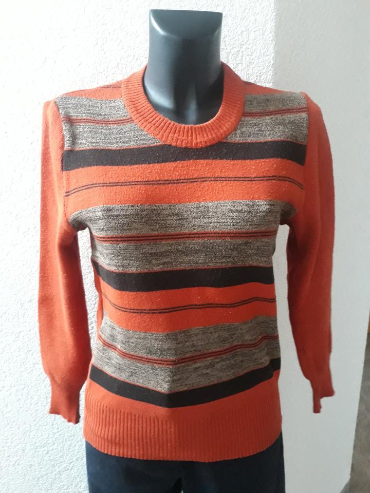 70er Jahre Pulli rost-orangefarben m. Streifen Retro/Vintage in Störnstein