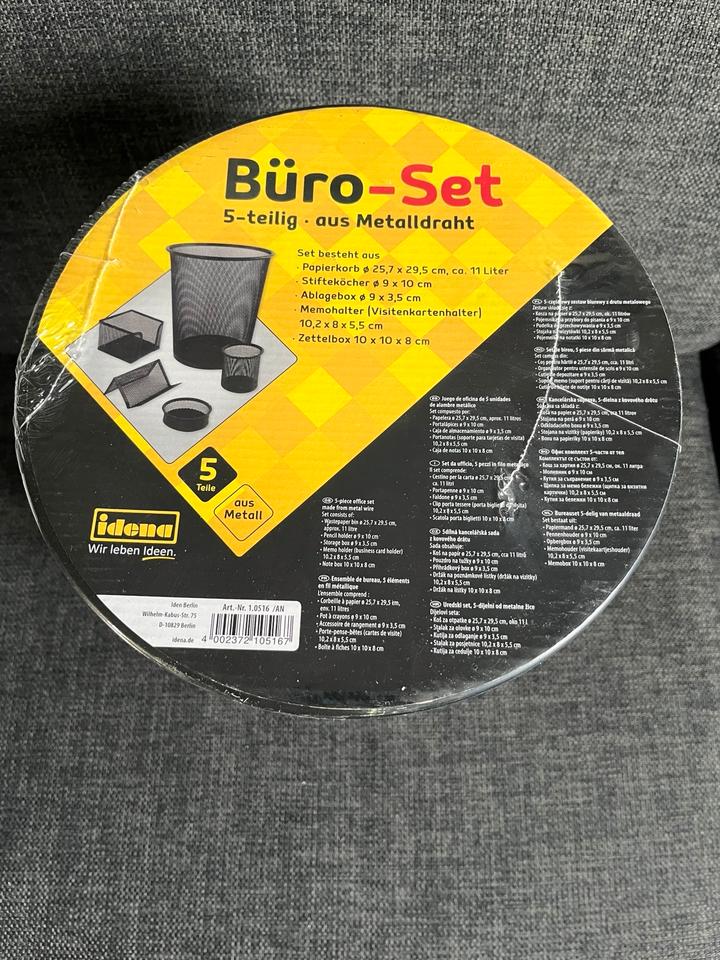 NEU Idena Büro-Set 5-teilig Papierkorb Stiftehalter schwarz in Nüsttal