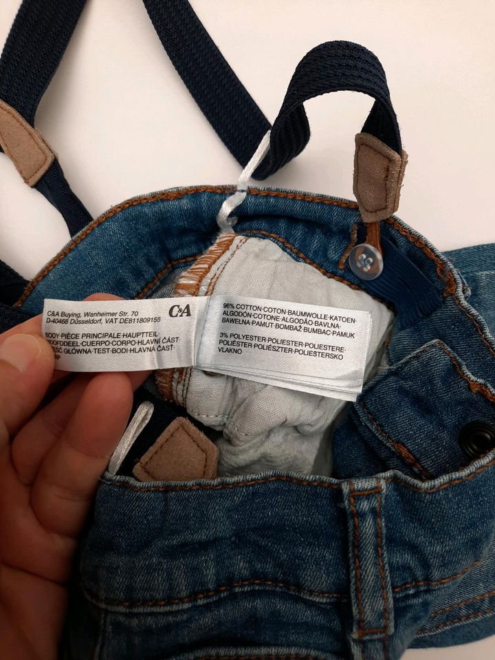 Tolle Jeans mit Hosenträgern "Biber" von C&A, Gr. 92 * Top * in Kerpen