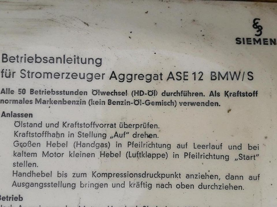 Stromaggregat Notstromaggregat BMW Siemens in Frauenprießnitz