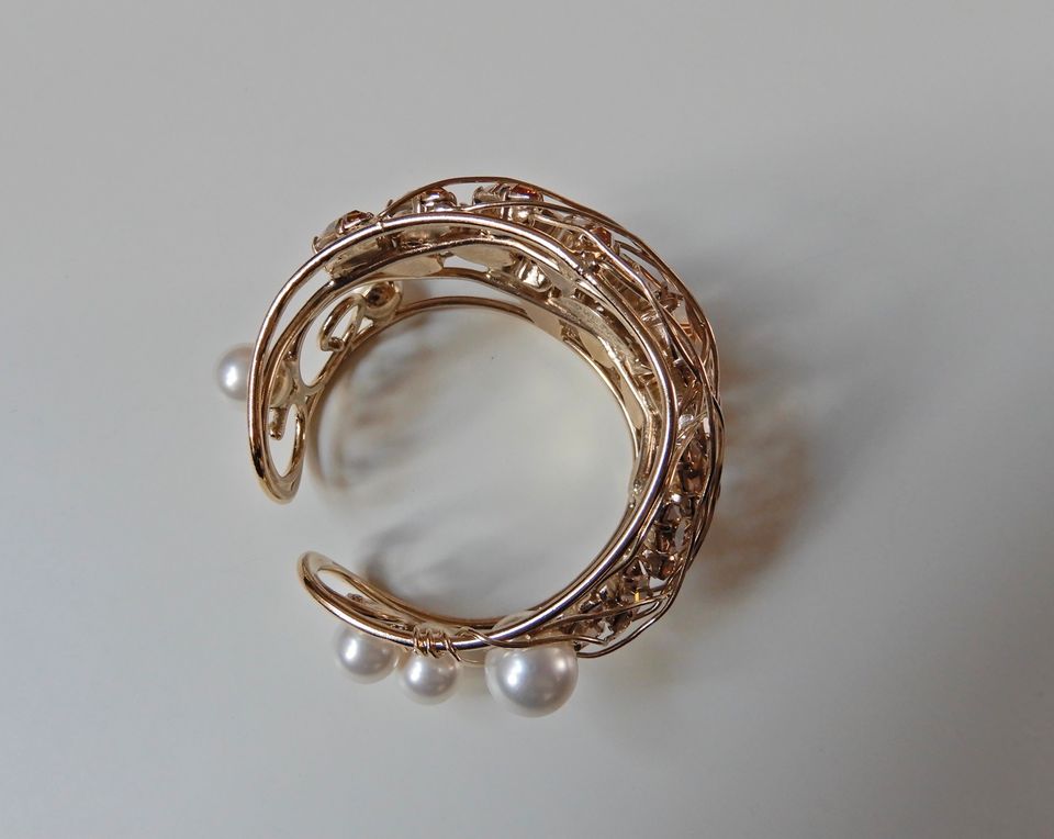 Vintage französische PHILIPPE FERRANDIS Design Armband mit Perlen in Blaustein