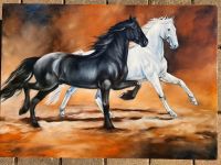 Original Kunst, Öl Gemälde auf Leinwand, Pferde, Friese 70x50cm Hessen - Bad König Vorschau