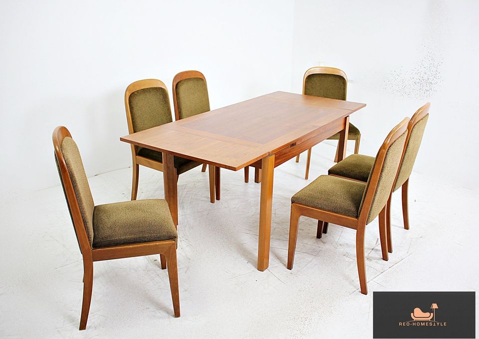 Esszimmer Tisch Teak Massiv Holz Denmark 6 Stühle Mid 60er 70er in Lage