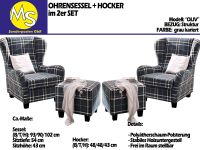 Sofa Couch Wohnlandschaft 2x Sessel + Hocker grau kariert Nordrhein-Westfalen - Mettingen Vorschau