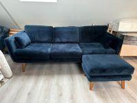 Sofa Company „Sigrid“ 3er, blaues Samt mit Hocker Wandsbek - Hamburg Eilbek Vorschau