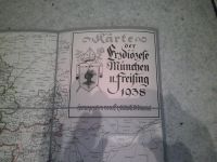 Landkarte Erzdiözese München Freising1938 Bayern - Aham Vorschau