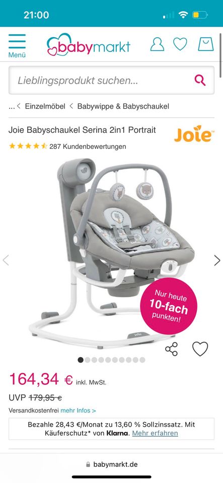 Verkaufe Joie Babyschaukel Serina 2in1 Potrait WIE NEU !! in Köln
