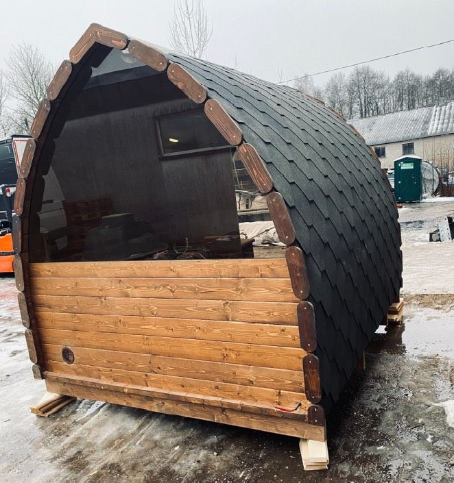 Premium Außen-Sauna, Fasssauna, Zeltform, inklusive Ofen in Marienhausen