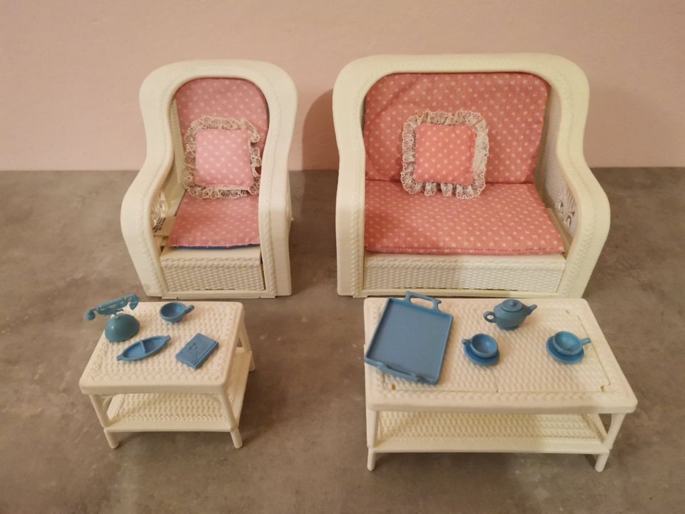 BARBIE Rattan Deluxe Set, Möbel, 80er, Puppenmöbel, Vintage in Hamersleben