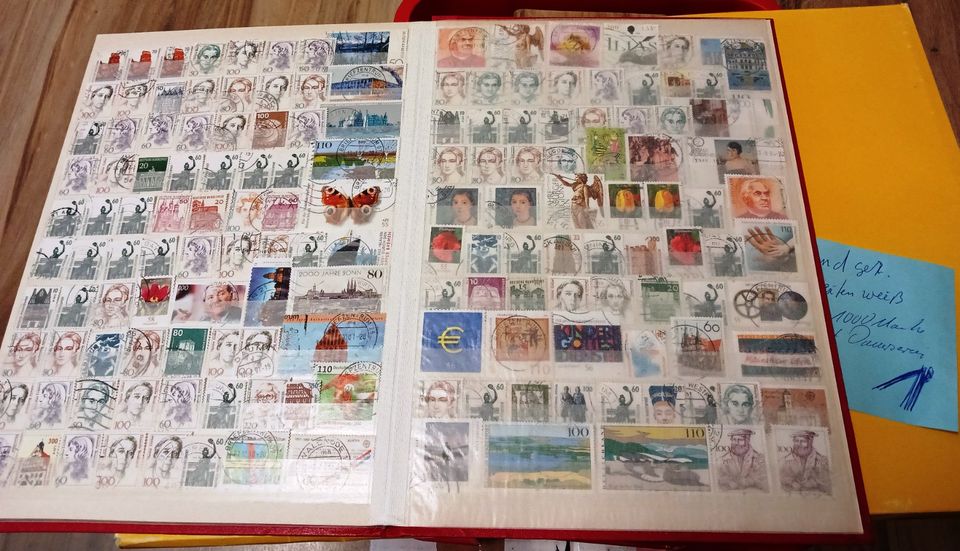 Briefmarken Bund gestempelt 16 weisse Seiten Buch ca 1000 meist D in Plaidt