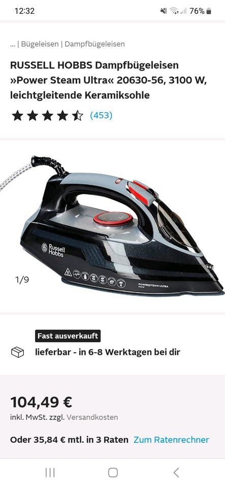 Russell Hobbs powerstream ultra Bügeleisen in Kleinanzeigen jetzt | Haushaltskleingeräte G3 ist Kleinanzeigen | gebraucht - Dortmund eBay Derne kaufen