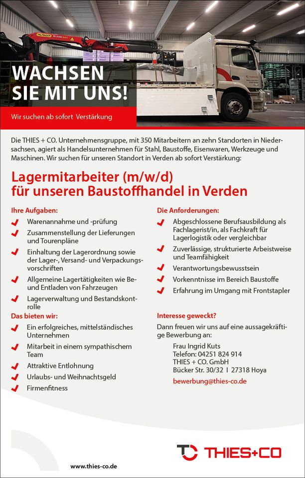 Lagermitarbeiter (m/w/d) in Verden gesucht in Verden