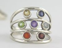 925 Sterling Silber Chakra Ring - Silberring 7 Steine Damenring Sachsen - Weinböhla Vorschau