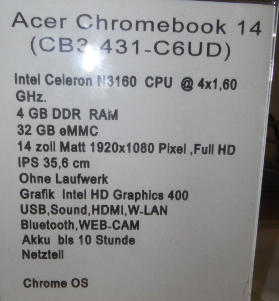 Acer Chromebook 14 (CB3-431-C6UD) in Hannover