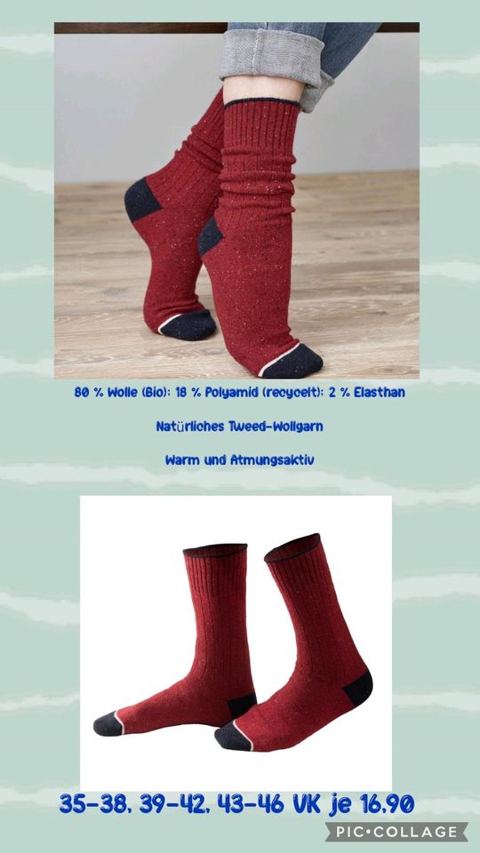 Merino Wolle Socken, Versandfrei, 35-38, 39-42, 43-46 in Burgstädt