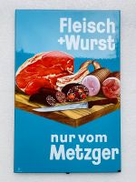 ‼️ EMAILSCHILD Fleisch und Wurst Metzger Emailleschild 1950er Saarland - Schiffweiler Vorschau