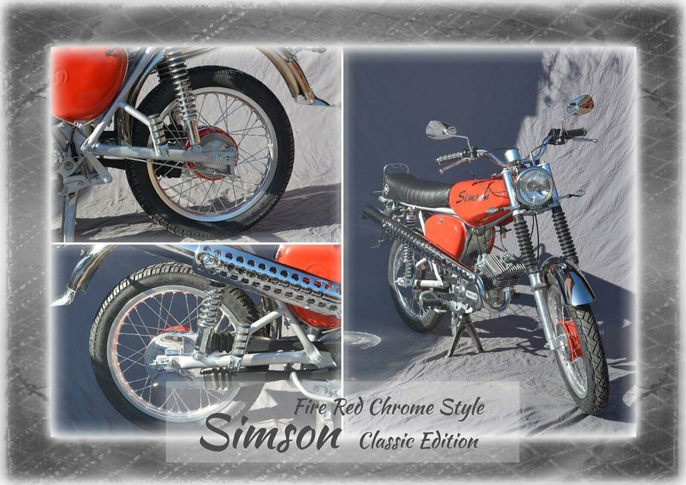 Simson S51 - NEUAUFBAU - Classic Edition - Fire Red Chrome Style in Wiehe