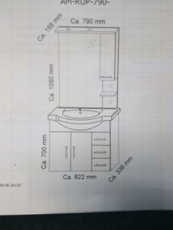 original verpackt Spiegelschrank mit Waschbecken und Unterschrank in Föckelberg