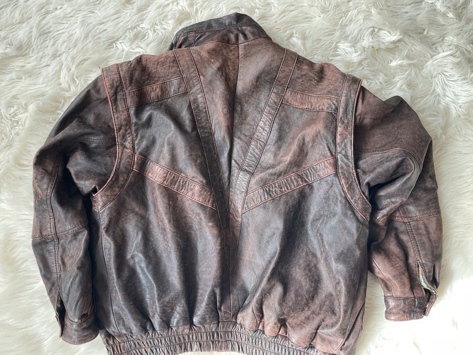 Lederjacke Weste Vintage Wendejacke L XL Biker in Weimar