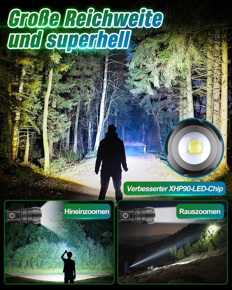 Maxesla Helle, XHP90 100000 Lumen LED Taktische Taschenlampe in Schwerte