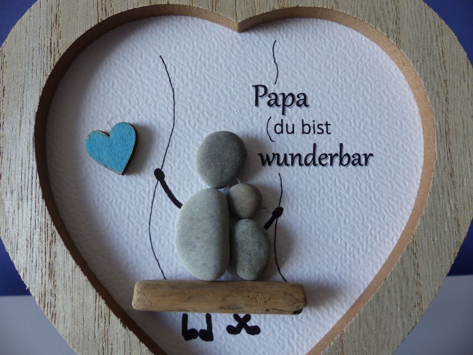 Steinbild Papa / Vatertag/ superheld / Herz / unikat / handmade in Waldbröl