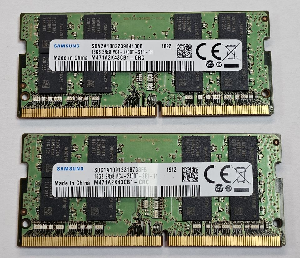 32 GB 2x 16 GB 2Rx8 PC4-2400T Notebook Mini PC RAM Arbeitsspeiche in Fellbach