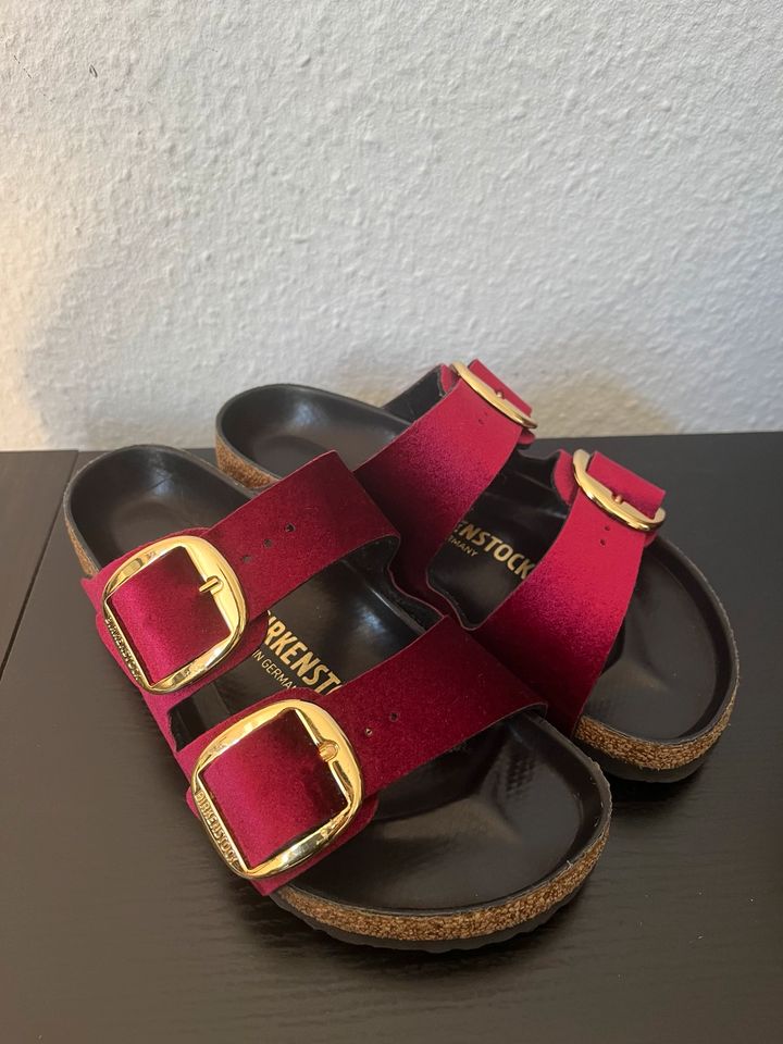 Birkenstock Samt Damen Sandalen Pantoletten 36/37 rot in Trier