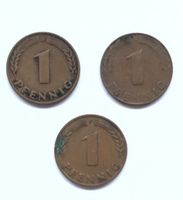 1 Pfennig 1948  - D, G, F (3er-Set) Bank Deutscher Länder Bayern - Roggenburg Vorschau