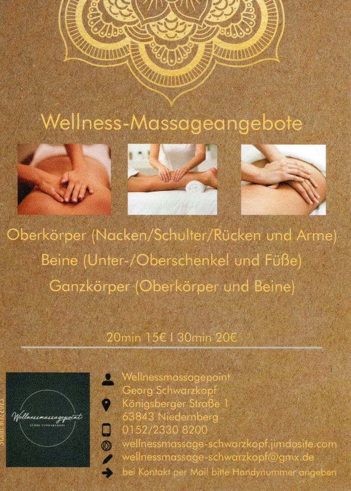 Massage Gutschein Wellnessmassage in Niedernberg