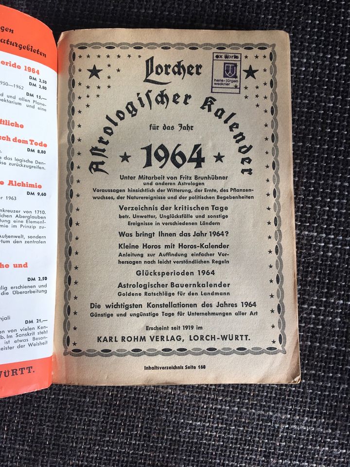 Astrologie 1964 Kalender Preisvorschlag in Stuhr