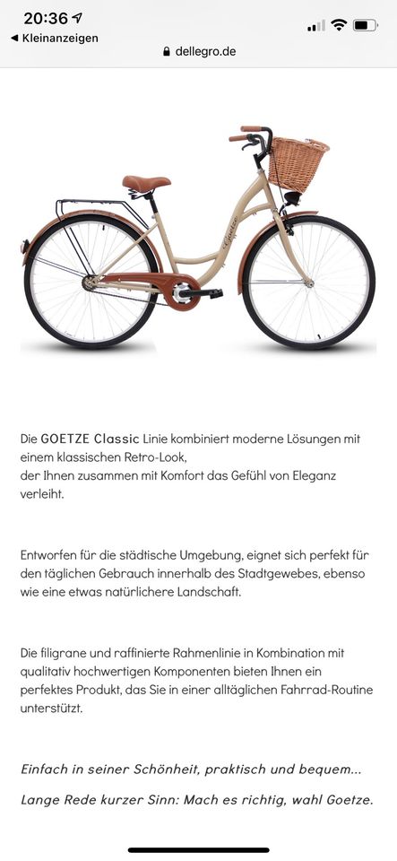 Goetze 28 Zoll Classic 3 Gänge Damenfahrrad Fahrrad in Hamburg