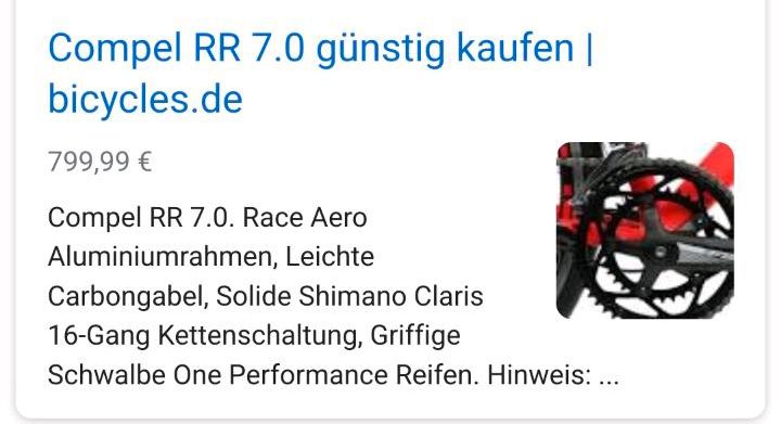 Rennrad Compel RR 7.0 grau in Karlsdorf-Neuthard