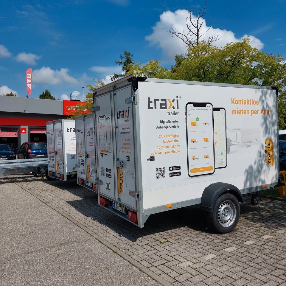 ⚡ Kofferanhänger⚡24/7 mieten⚡per APP⚡ nur 15 Cent/ Min⚡Kontaktlos⚡Kautionsfrei ⚡100 km/h ⚡Vermieten ⚡Leihen⚡Transport ⚡ Umzug ⚡ 2,5 m Anhänger ⚡ Motorradanhänger in Landsberg (Lech)