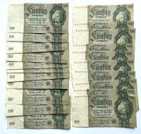 20 x 50 Reichsmark 30.03.1933 - ungelaufen,  fortlaufende Nummer! Hannover - Vahrenwald-List Vorschau