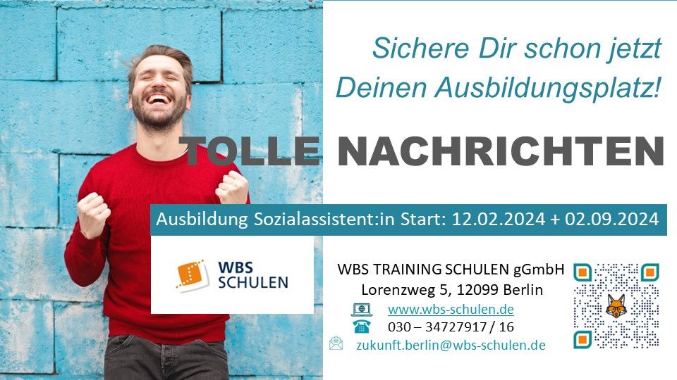 Ausbildung/Sozialassistent:in Start: 12.02. + 02.09.2024 in Berlin