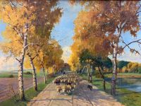 Paul Thomas (1868-1910) Gemälde Schäfer mit Herde Bonn - Tannenbusch Vorschau