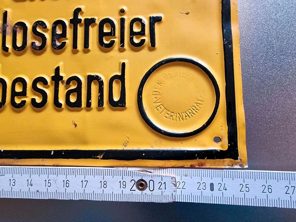 60er Schild Staatlich anerkannter tuberkolosefreier Rinderbestand in Heusweiler